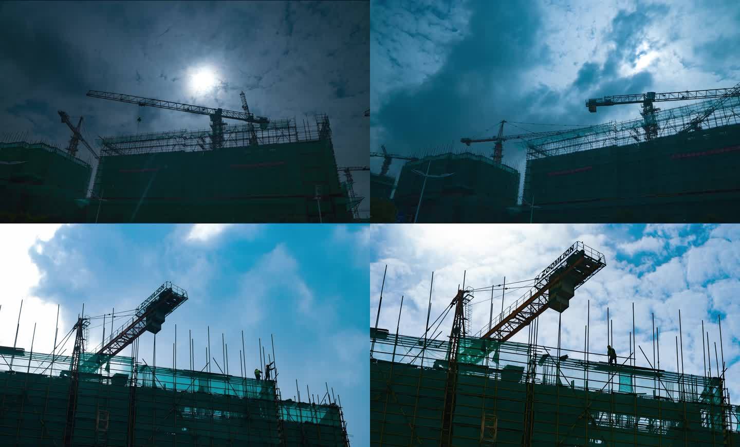 工地建设塔吊延时摄影A
