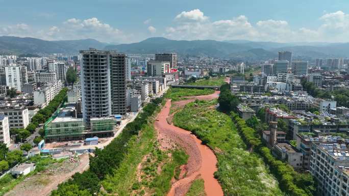 凉山彝族自治州西昌市区城市界面航拍4K