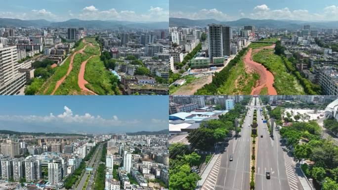 凉山彝族自治州西昌市区城市界面航拍4K