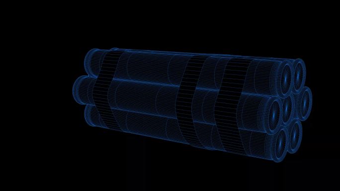 4k蓝色全息科技线框定时炸弹素材带通道
