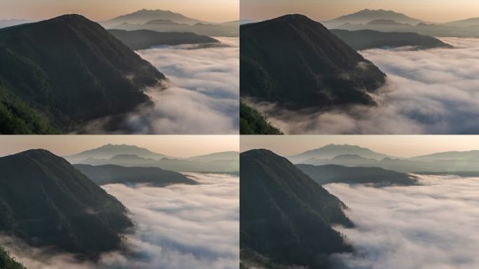 时光倒影：日本北海道阿甘国家公园的马舒湖上空飘过的薄雾