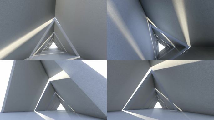 建筑光影三角门时空空间变幻组合素材