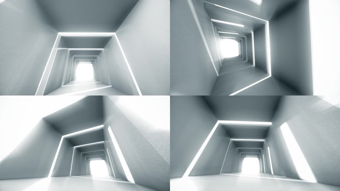 矩形建筑光影变化多镜头组合