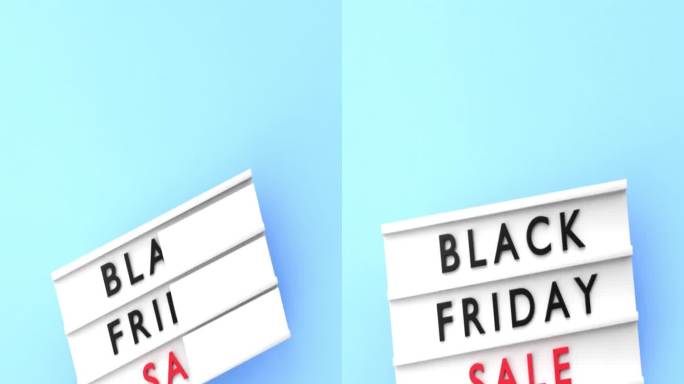垂直黑色星期五销售文本显示在4K分辨率的蓝色背景灯箱上