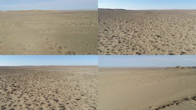 航拍戈壁滩防沙治沙 环境治理抗旱