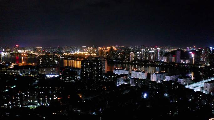 福州福道俯瞰城市航拍4K夜景