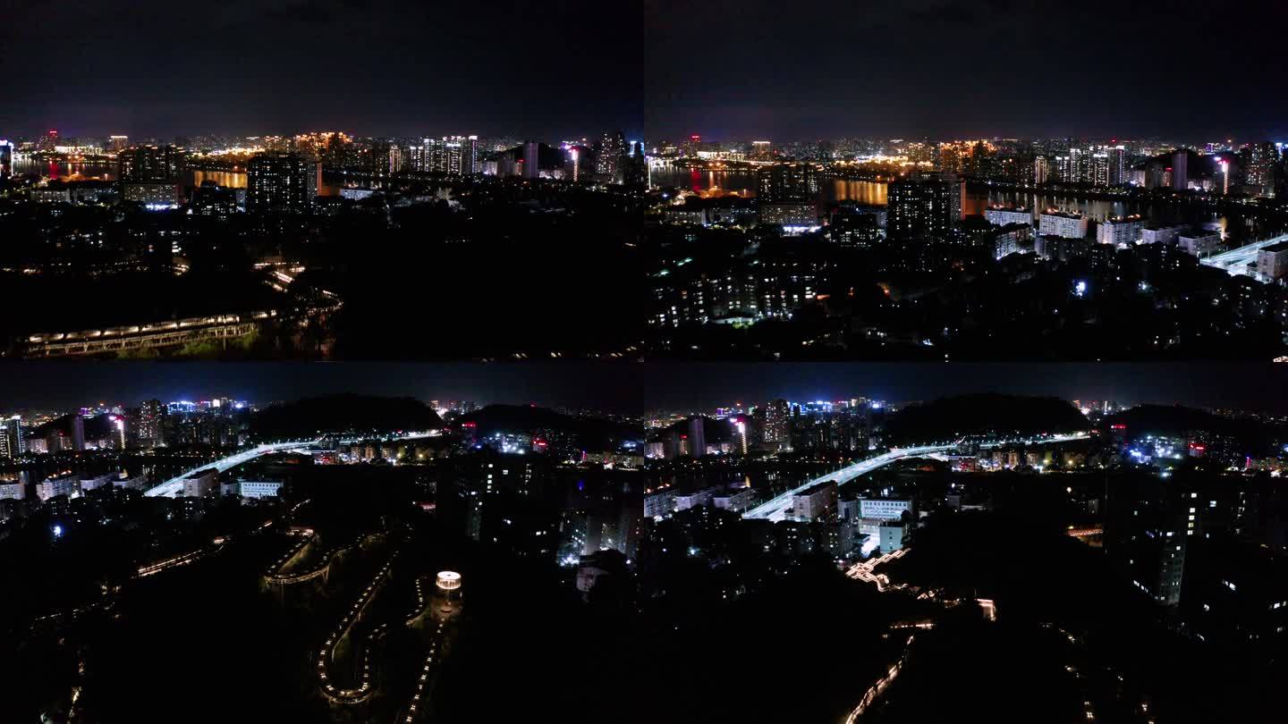 福州福道俯瞰城市航拍4K夜景