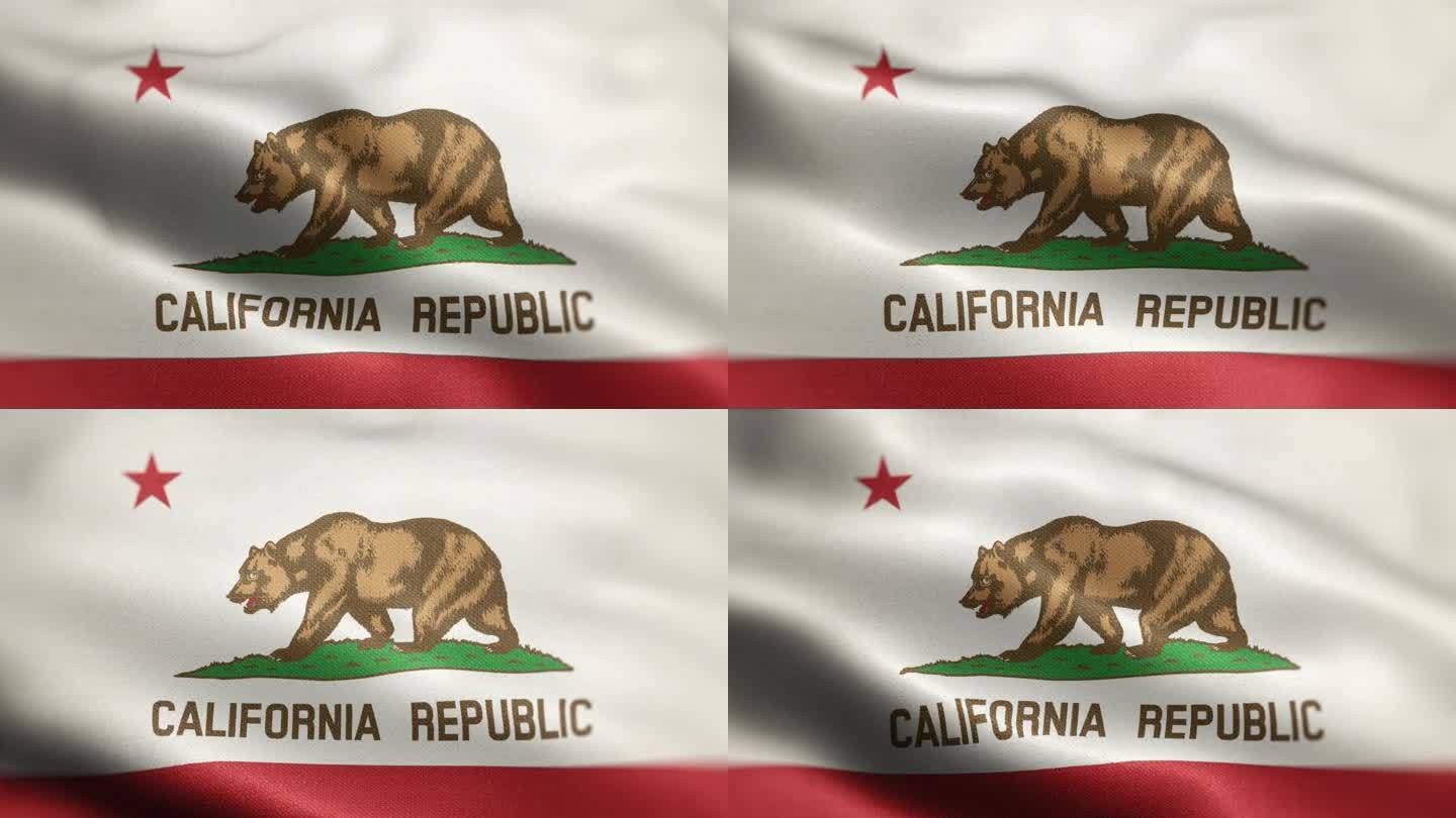 加州共和国国旗动画背景库存视频-加州国旗在空中飘扬-加州国旗迎风飘扬-高度精细的纹理国旗面料