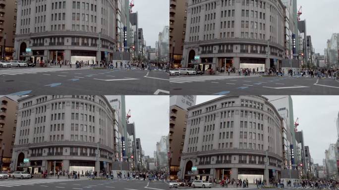 日本东京的4K摇摄倾斜银座和光。