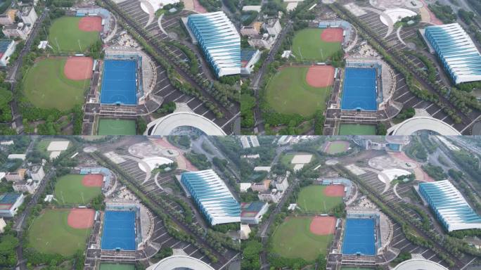 航拍广州奥体中心体育场馆多建筑