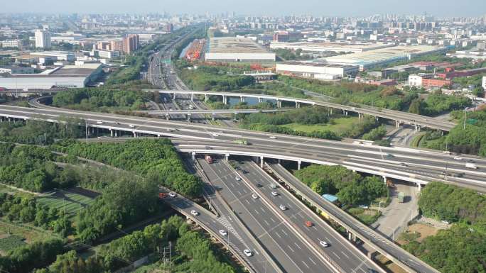 4K原素材-航拍上海高速公路