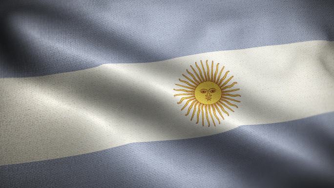 阿根廷国旗动画股票视频-阿根廷国旗在循环中挥舞，纹理3d渲染背景-高度精细的织物图案和可循环-阿根廷