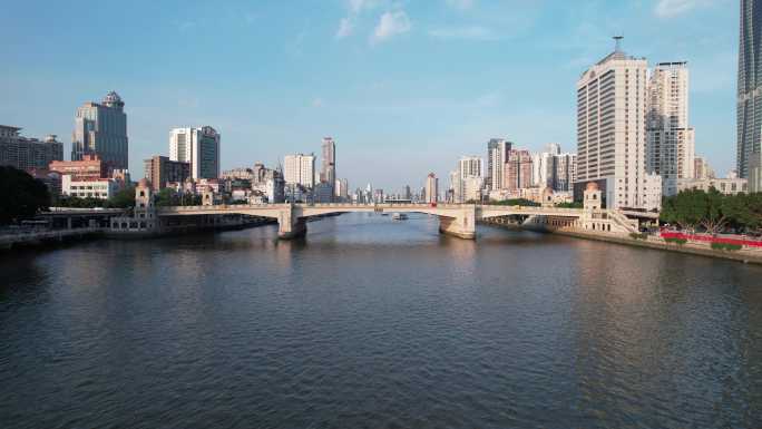 广州人民桥珠江风光航拍