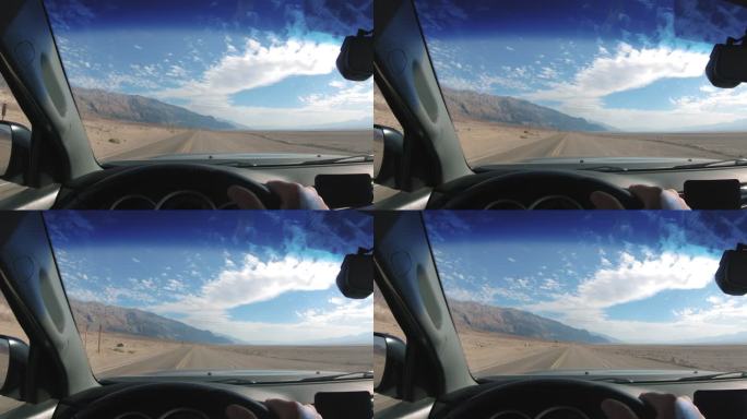 驾车穿过加利福尼亚州死亡谷