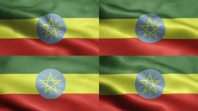 埃塞俄比亚国旗动画库存视频-埃塞俄比亚国旗在循环中挥舞和纹理3d渲染背景-高度详细的织物图案和可循环