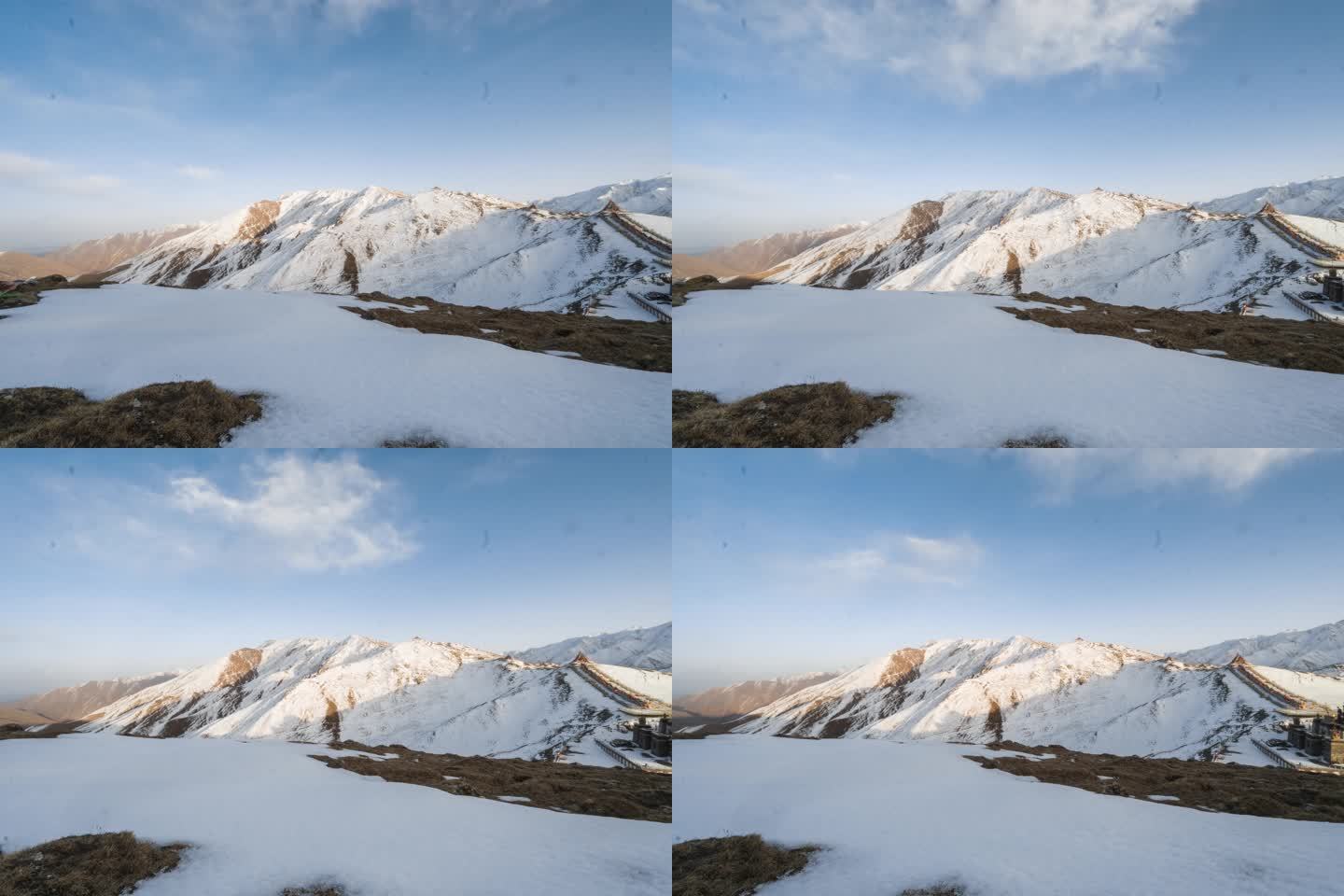 青海拉脊山的雪山延时