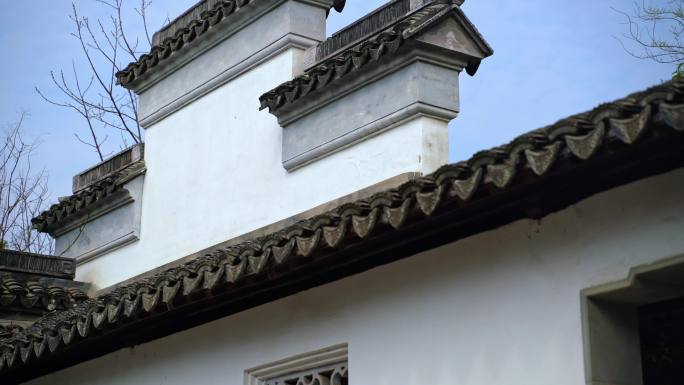 亚洲江西徽州建筑徽派风格白墙青瓦中国古典