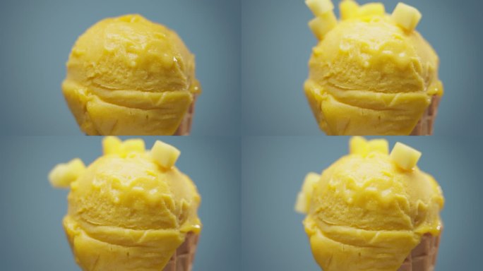 芒果冰淇淋特写黄色美味