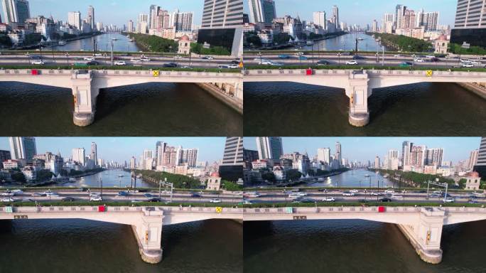 广州人民桥珠江风光航拍