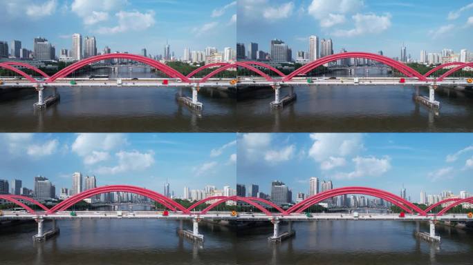 广州解放大桥交通航拍