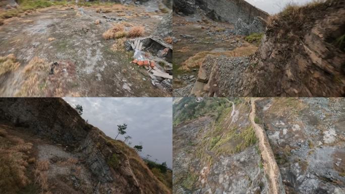 武汉新洲区胡贤大塆穿越机航拍废弃矿场山体