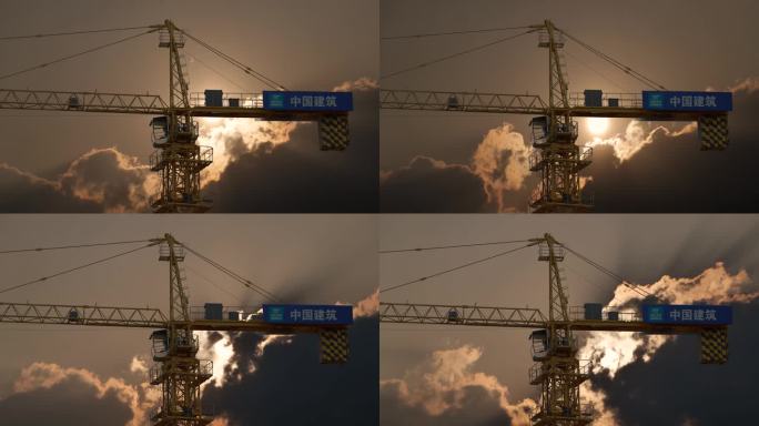 6K中国建筑-塔吊延时摄影(日出)