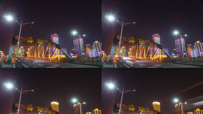 广州 夜景 车轨 延时摄影 海珠桥