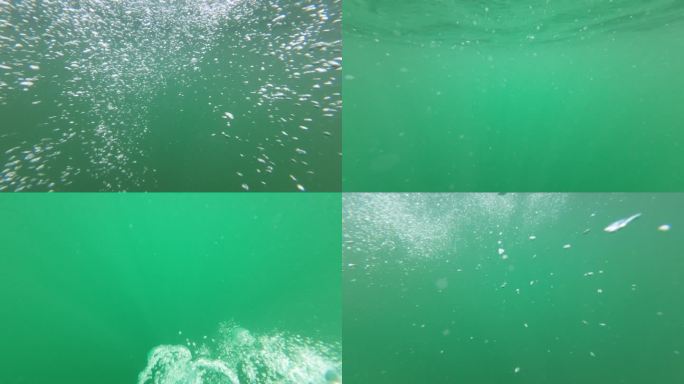 水下美丽无数的气泡/飞溅的水和气泡/4K