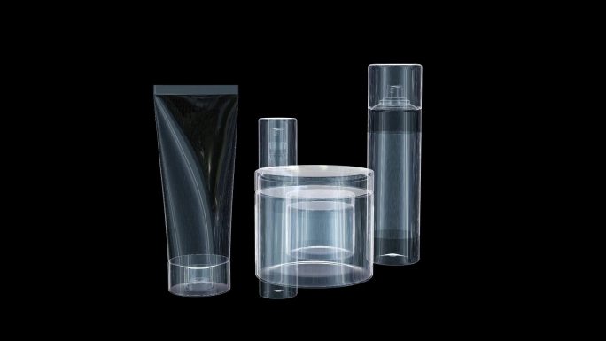 全息透明护肤品三维产品素材带通道