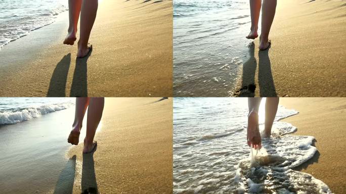 在沙滩上散步-沙滩上的脚步