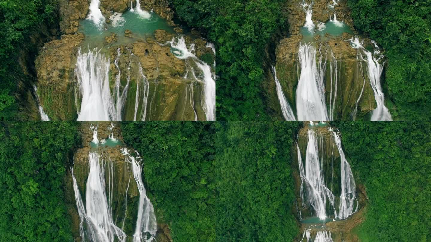 中国贵州安顺滴水滩瀑布鸟瞰图。