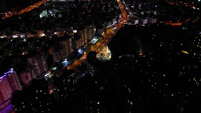 航拍威海城市夜景风光