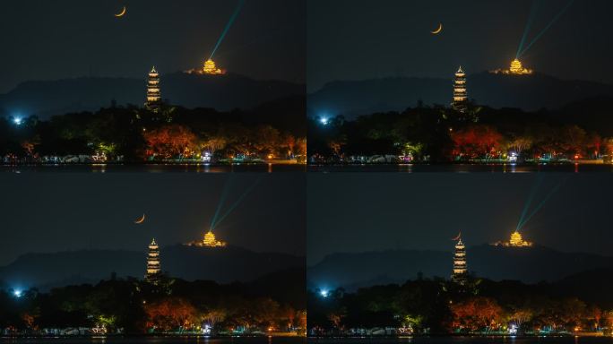 【4K超清】惠州延时西湖泗洲塔悬娥媚月