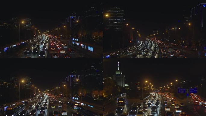 4K北京二环晚高峰拥堵的车流