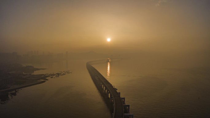 大连星海湾大桥航拍延时