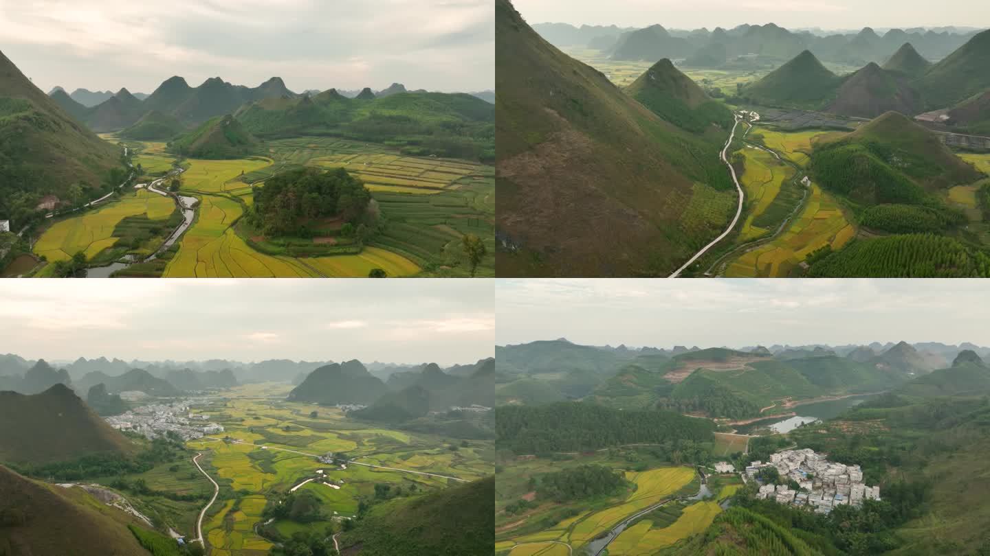 4K航拍广西天等群山农田风光