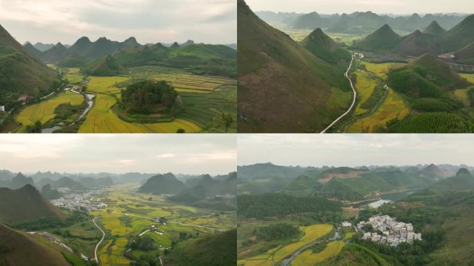 4K航拍广西天等群山农田风光