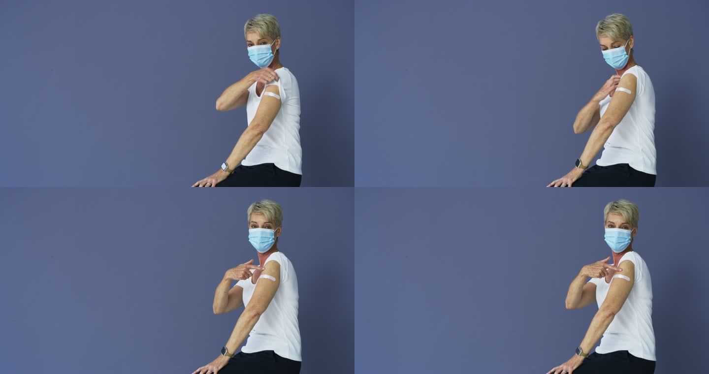 一名妇女在接种新冠肺炎疫苗后涂膏药的4k视频片段