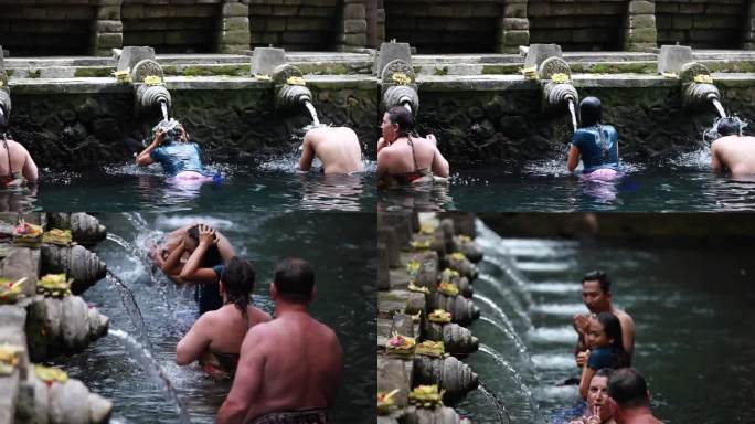 在寺庙的泉水中沐浴 净化身体和灵魂 祈祷