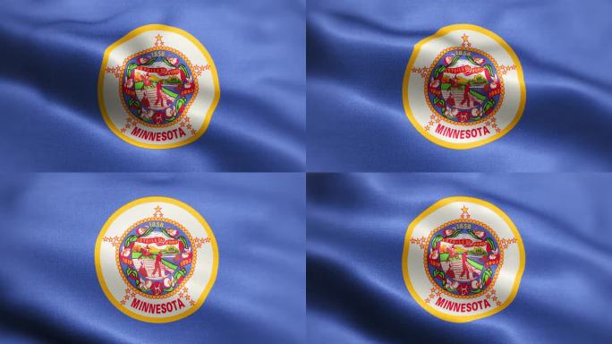 明尼苏达州国旗动画背景库存视频-明尼苏苏达州的国旗在一圈中飘扬-明尼苏州的国旗迎风飘扬-高度详细的纹