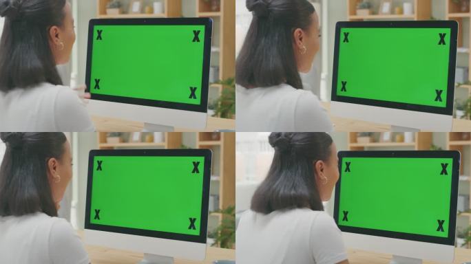 一名面目全非的女子独自坐在家中使用电脑工作的4k视频片段