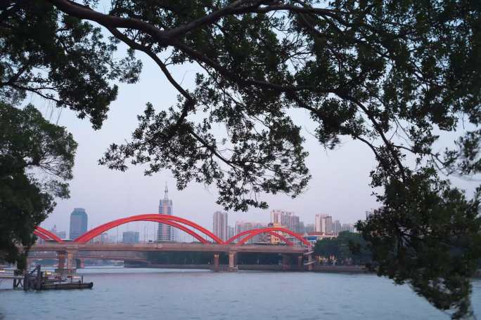 广州 解放桥 延时摄影 蓝调 船