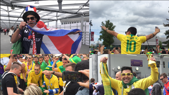世界杯现场疯狂庆祝的球迷
