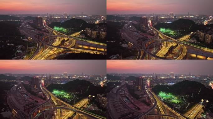 【4K超清航拍】中山市金字山互通立交夜景