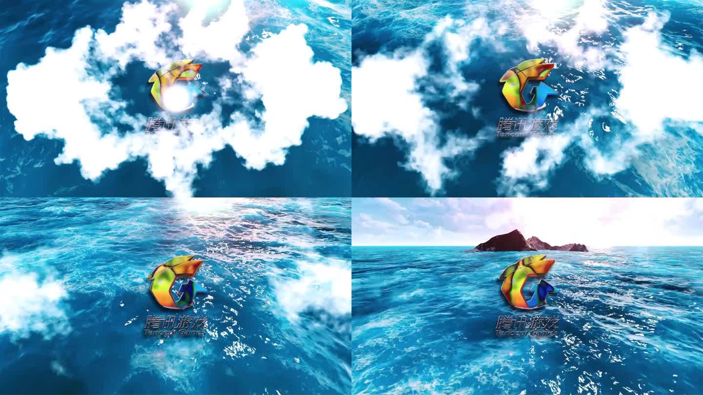 大海震撼岛屿蓝天logo白云（无插件）