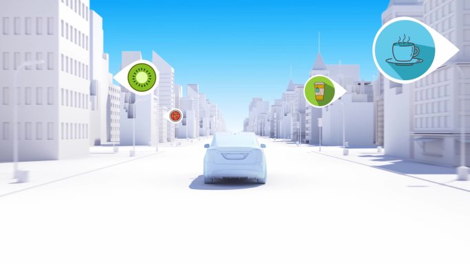 白色城市三维智能汽车行驶导航地图