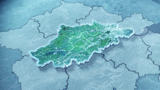 亮色科技感云中俯冲杭州市区位地图