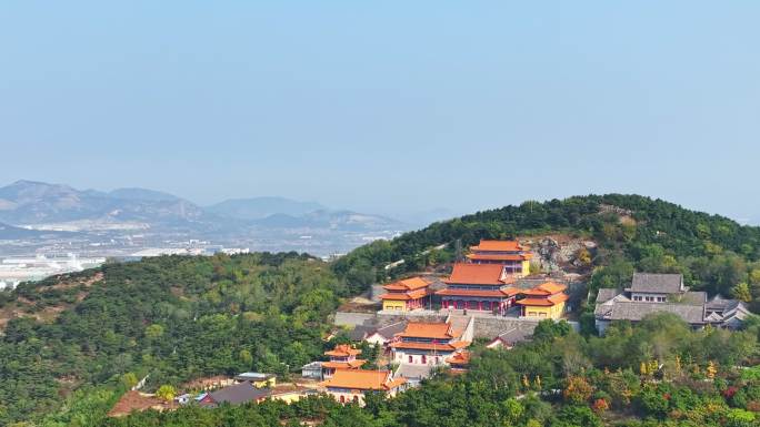 航拍日照阿掖山卧佛寺