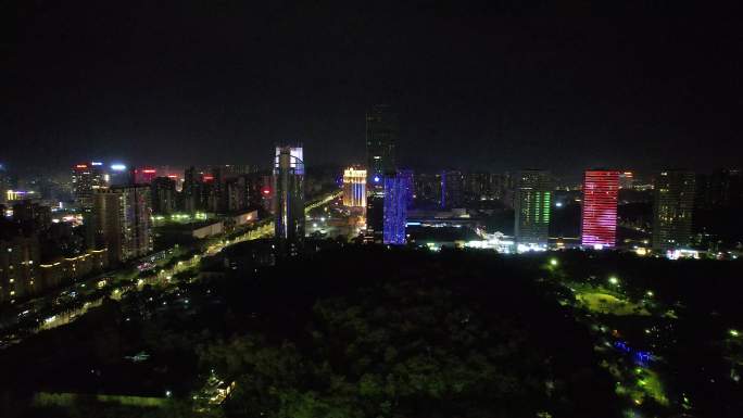 江门 万达广场 夜景 航拍