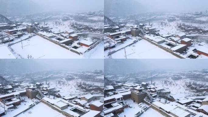 航拍山西阳泉娘子关长城雪景